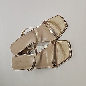 The Drop Women's Avery Square Toe Two Strap High Heeled Sandal